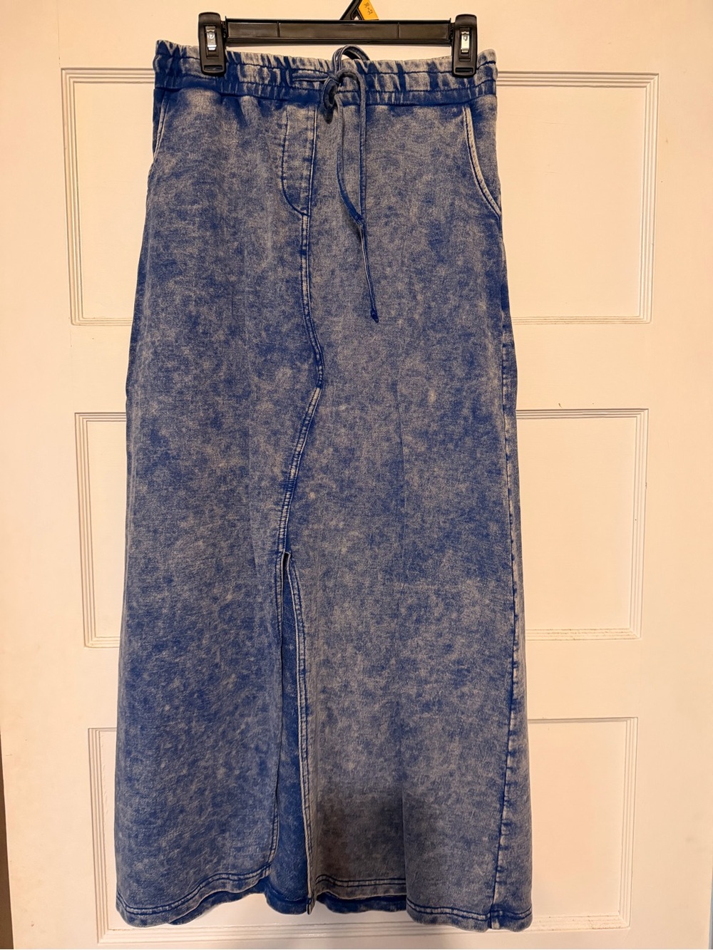 Blue Washed knit Maxi Skirt with Front Slit - Picture 2 of 5